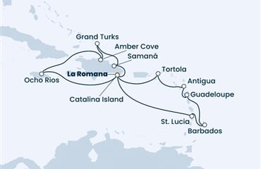 Costa Pacifica - Dominikán.rep., Nizozemské Antily, Panenské o. (britské), Jamajka, Turks a Caicos (z La Romana)