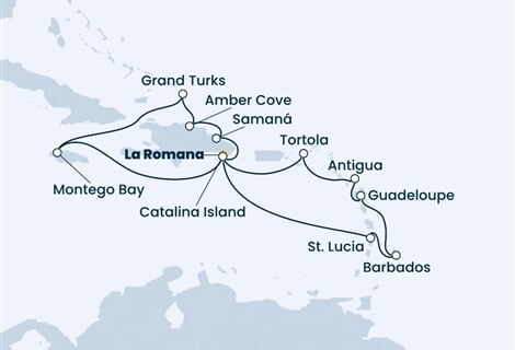 Costa Pacifica - Dominikán.rep., Jamajka, Turks a Caicos, Nizozemské Antily, Panenské o. (britské) (z La Romana)
