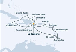 Costa Pacifica - Dominikán.rep., Nizozemské Antily, Panenské o. (britské), Turks a Caicos, Jamajka (z La Romana)