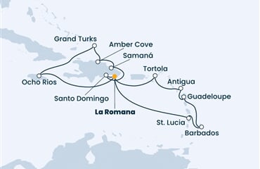 Costa Pacifica - Dominikán.rep., Turks a Caicos, Jamajka, Nizozemské Antily, Panenské o. (britské) (z La Romana)
