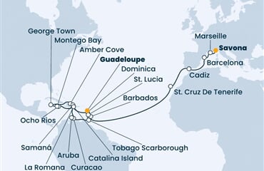Costa Pacifica - Itálie, Francie, Španělsko, Nizozemské Antily, Dominika, ... (ze Savony)