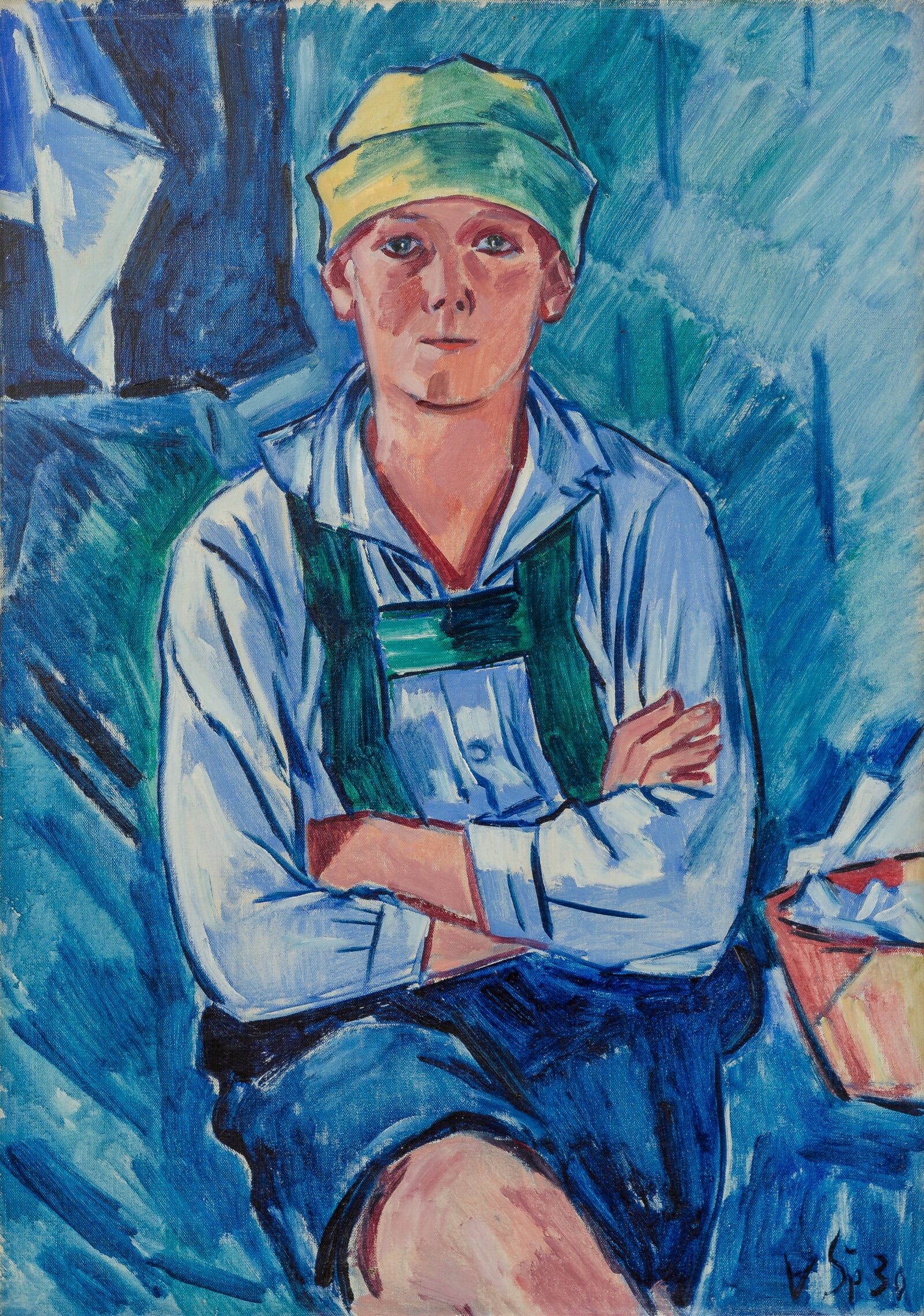 Václav Špála: Jenda se žlutou čepicí, 92 × 65 cm