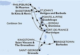 MSC Seaside - Barbados, Sv.Vincenc a Grenadiny, Grenada, Martinik, Guadeloupe, ... (Bridgetown)