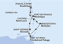 MSC Seaside - Martinik, Guadeloupe, Sv.Lucie, Barbados, Trinidad a Tobago, ... (Fort-de-France)