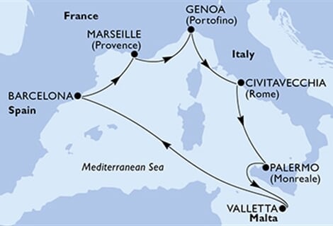 MSC World Europa - Itálie, Malta, Španělsko, Francie (Palermo)