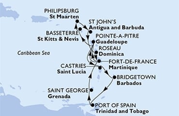 MSC Seaside - Martinik, Guadeloupe, Sv.Lucie, Barbados, Trinidad a Tobago, ... (Fort-de-France)