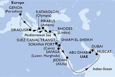 MSC Opera - Itálie, Řecko, Egypt, Saúdská Arábie, Omán, ... (z Janova)