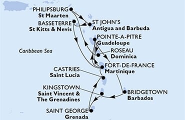MSC Seaside - Guadeloupe, Barbados, Sv.Vincenc a Grenadiny, Grenada, Sv.Lucie, ... (Pointe-a-Pitre)