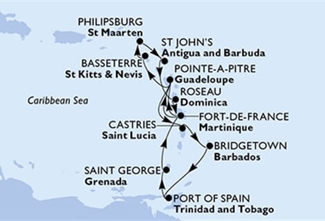MSC Seaside - Guadeloupe, Sv.Lucie, Barbados, Trinidad a Tobago, Grenada, ... (Pointe-a-Pitre)