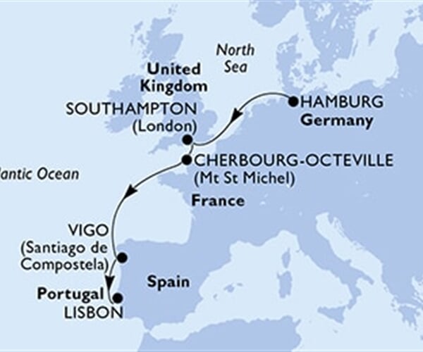 MSC Magnifica - Německo, Velká Británie, Francie, Španělsko, Portugalsko (Hamburk)