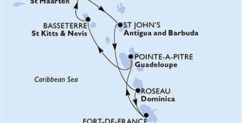 MSC Seaside - Martinik, Guadeloupe, Sv.Kryštof a Nevis, Nizozemské Antily, Antigua a Barbuda, ... (Fort-de-France)