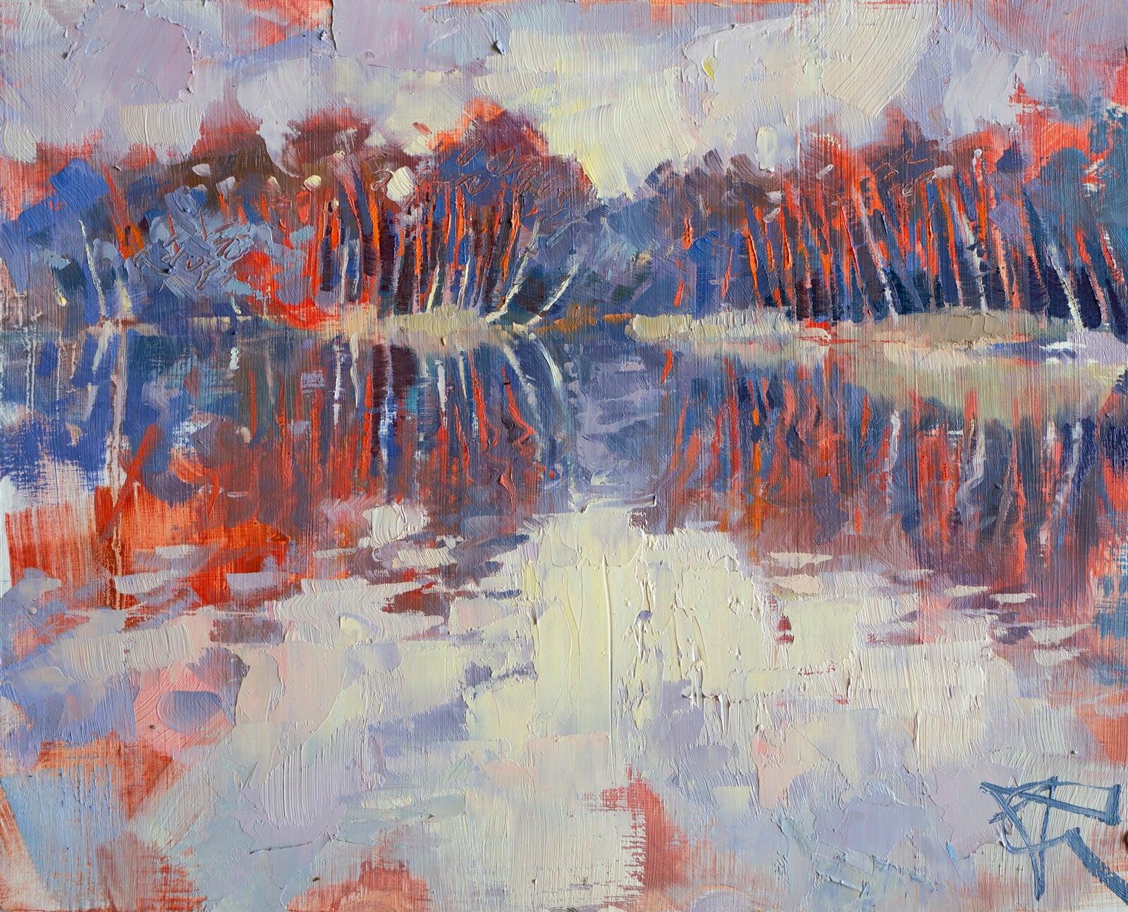 Adéla Topolová: Bílá, červená na i v hladině, 20 × 25 cm