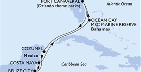 MSC Seashore - USA, Mexiko, Belize, Bahamy (z Port Canaveralu)