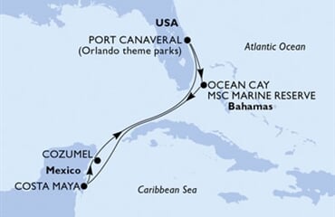 MSC Seashore - USA, Bahamy, Mexiko (z Port Canaveralu)