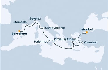 Costa Fortuna - Španělsko, Francie, Itálie, Řecko, Turecko (z Barcelony)