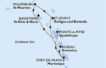 MSC Seaside - Guadeloupe, Sv.Kryštof a Nevis, Nizozemské Antily, Antigua a Barbuda, Dominika, ... (Pointe-a-Pitre)