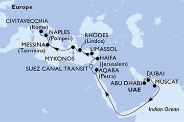 MSC Opera - Arabské emiráty, Omán, Jordánsko, Egypt, Izrael, ... (z Dubaje)