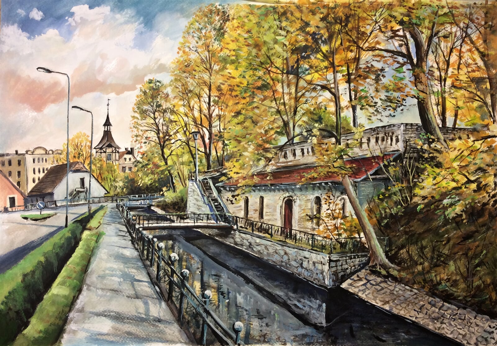 Tomáš Diblík: Vysoké Mýto - Loučná pod hradbami, 35 × 50 cm