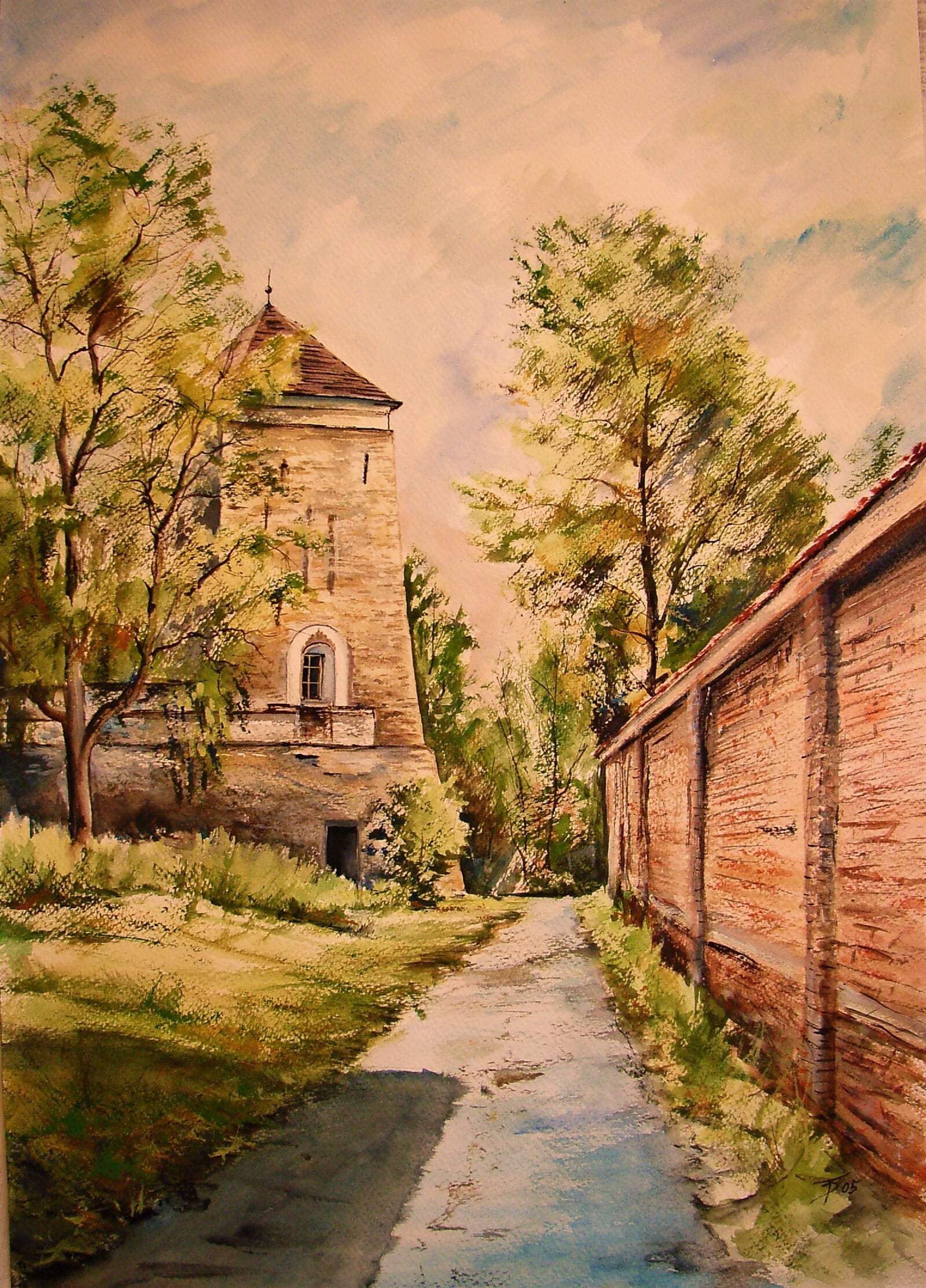 Tomáš Diblík: Vysoké Mýto - stará vodárenská bašta, 32 × 24 cm