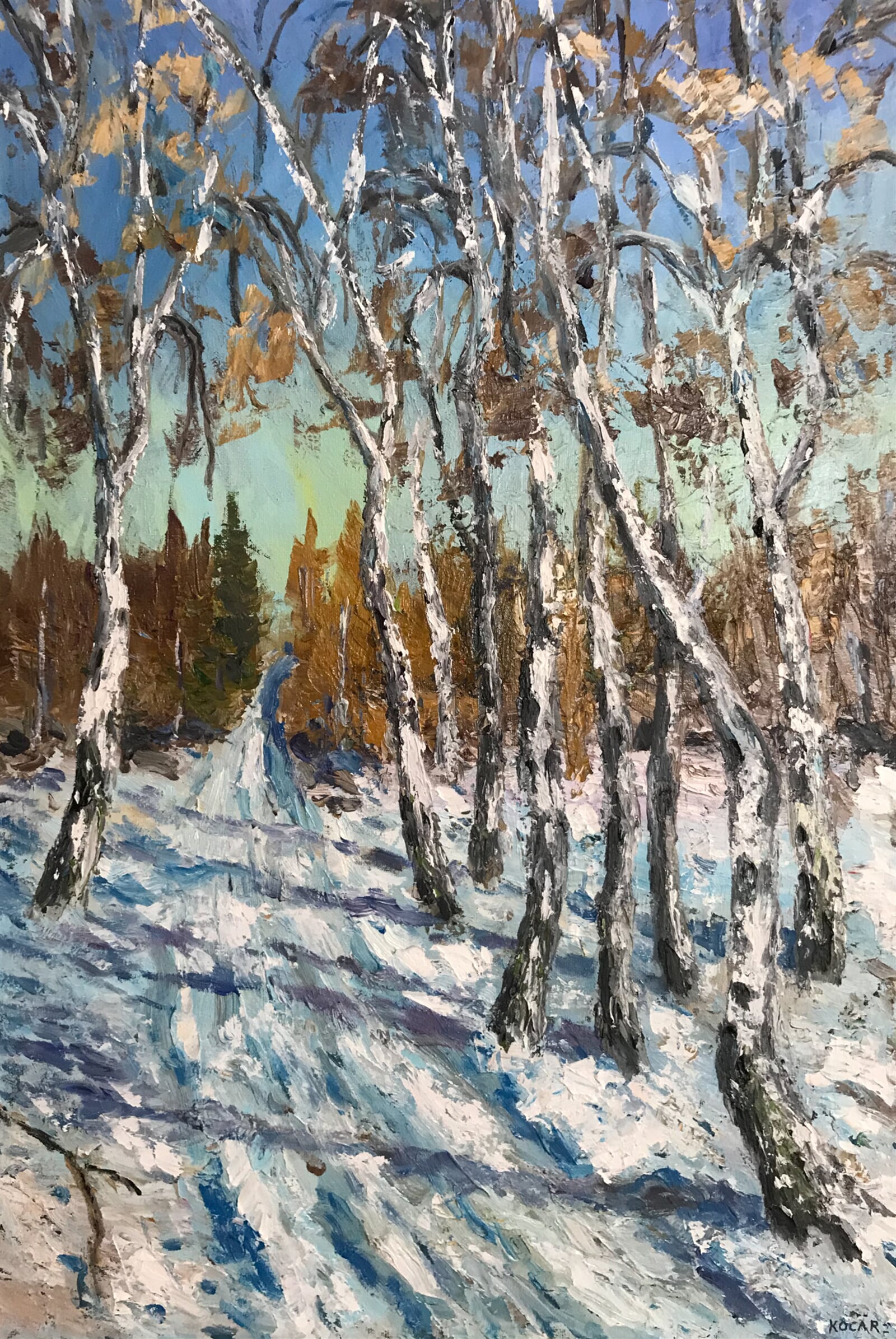 Radoslav Kočár: Zimní slunce, 60 × 40 cm