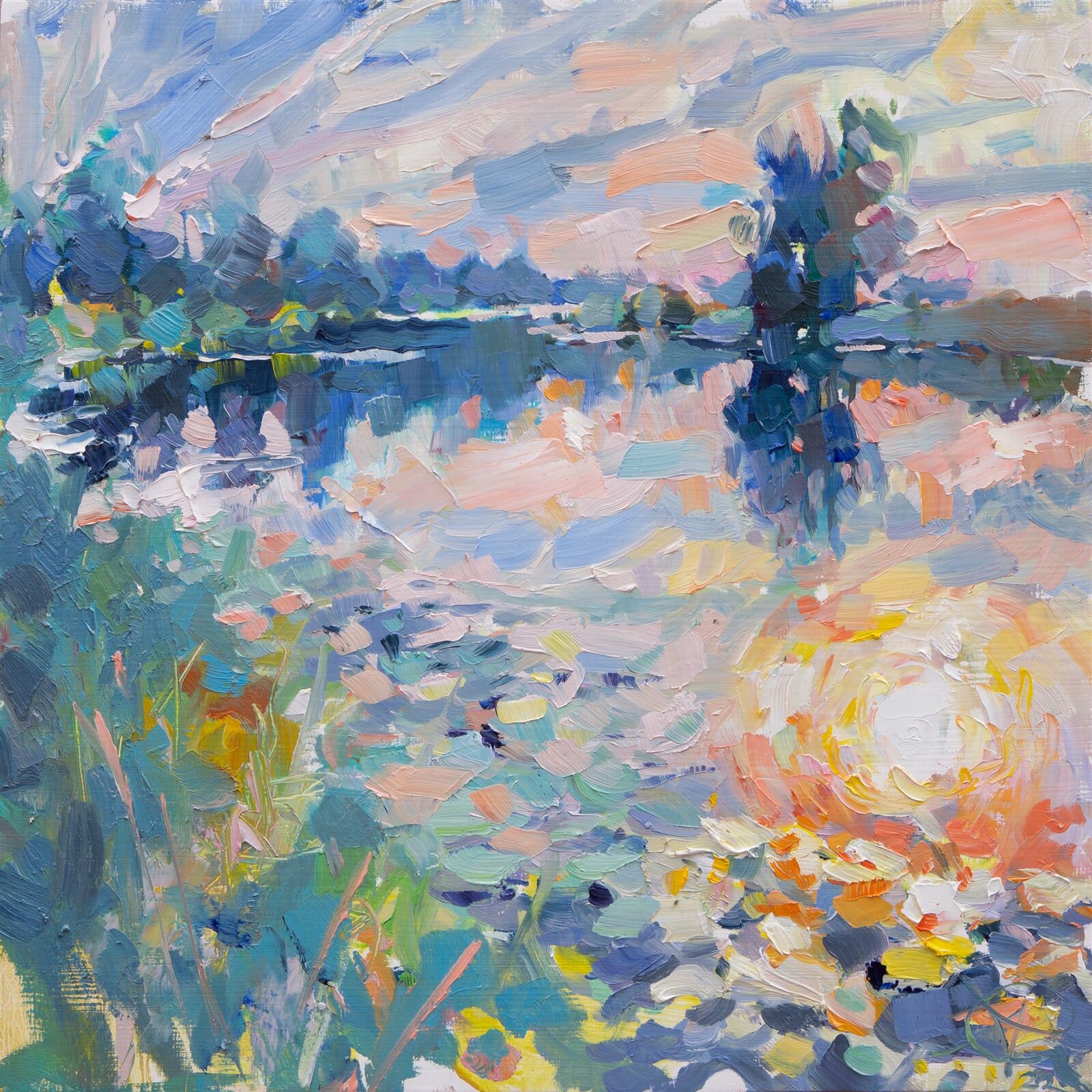 Adéla Topolová: U rybáře, 30 × 30 cm