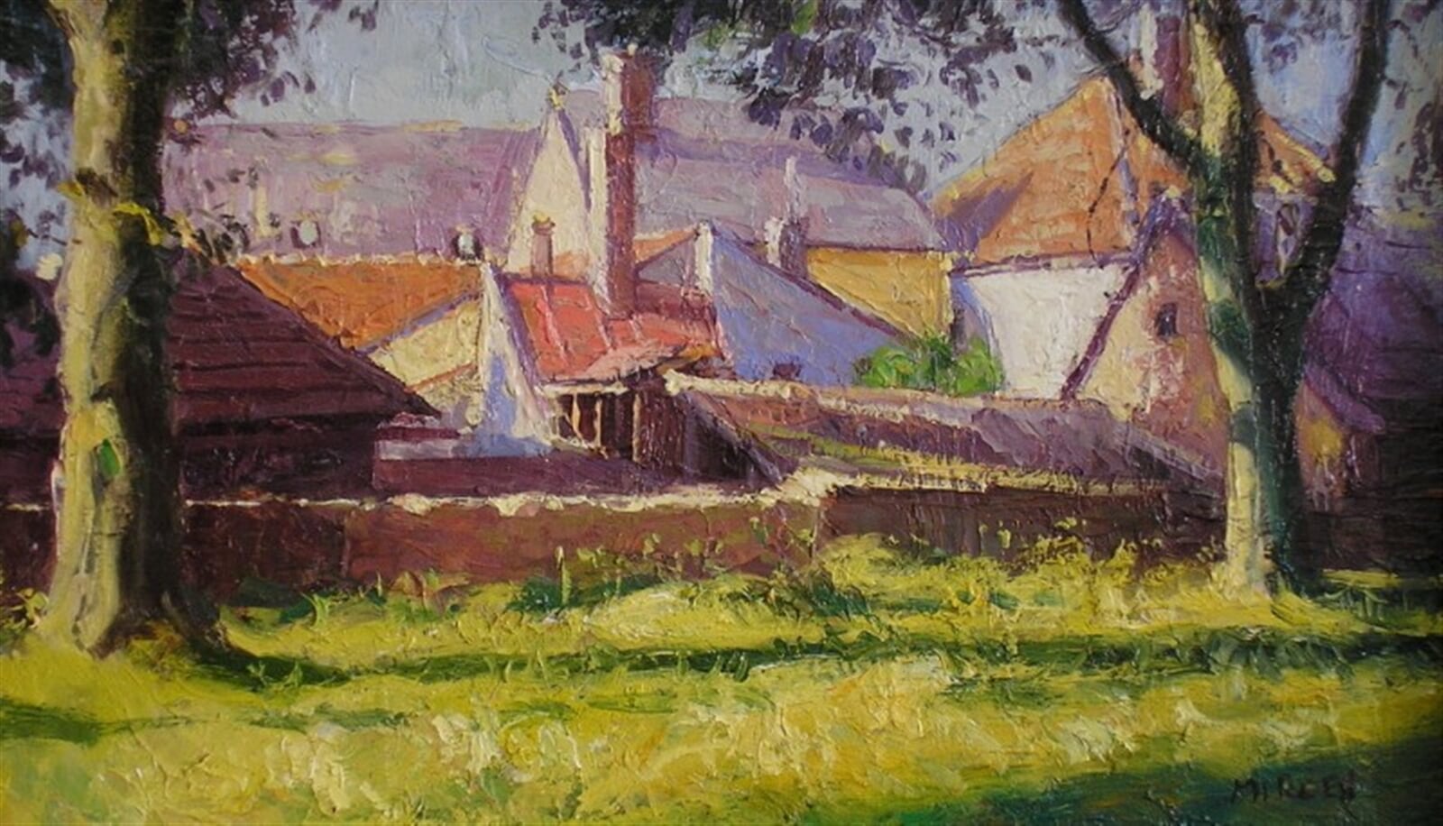 Petr Mirčev: Třešť  u kostela, 30 × 40 cm