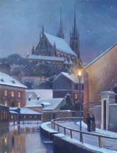 Staré Brno, Vodní ulice, olej na plátně 60 x78 cm