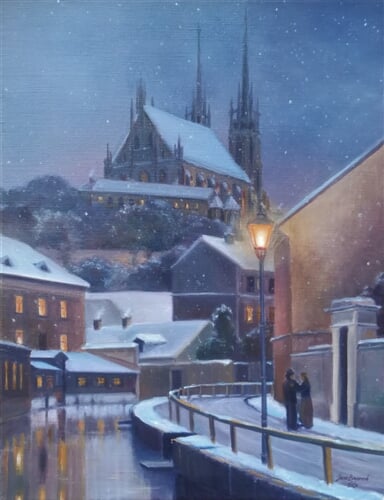 Staré Brno, Vodní ulice, olej na plátně 60 x78 cm
