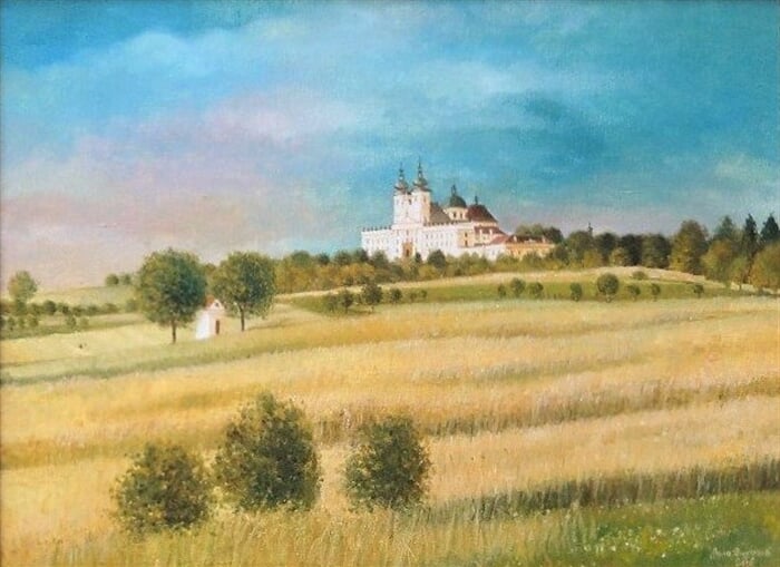 Svatý Kopeček u Olomouce, olej na plátně, 80 x 60 cm