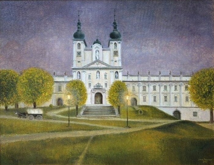 Olomouc, Podvečer u Baziliky Nanebevzetí Panny Marie, olej na plátně, 90 x 70 cm