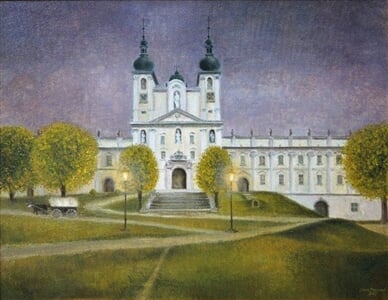 Olomouc, Podvečer u Baziliky Nanebevzetí Panny Marie, olej na plátně, 90 x 70 cm