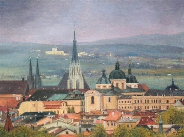 Olomoucké věže, olej na plátně, 90 x 70 cm