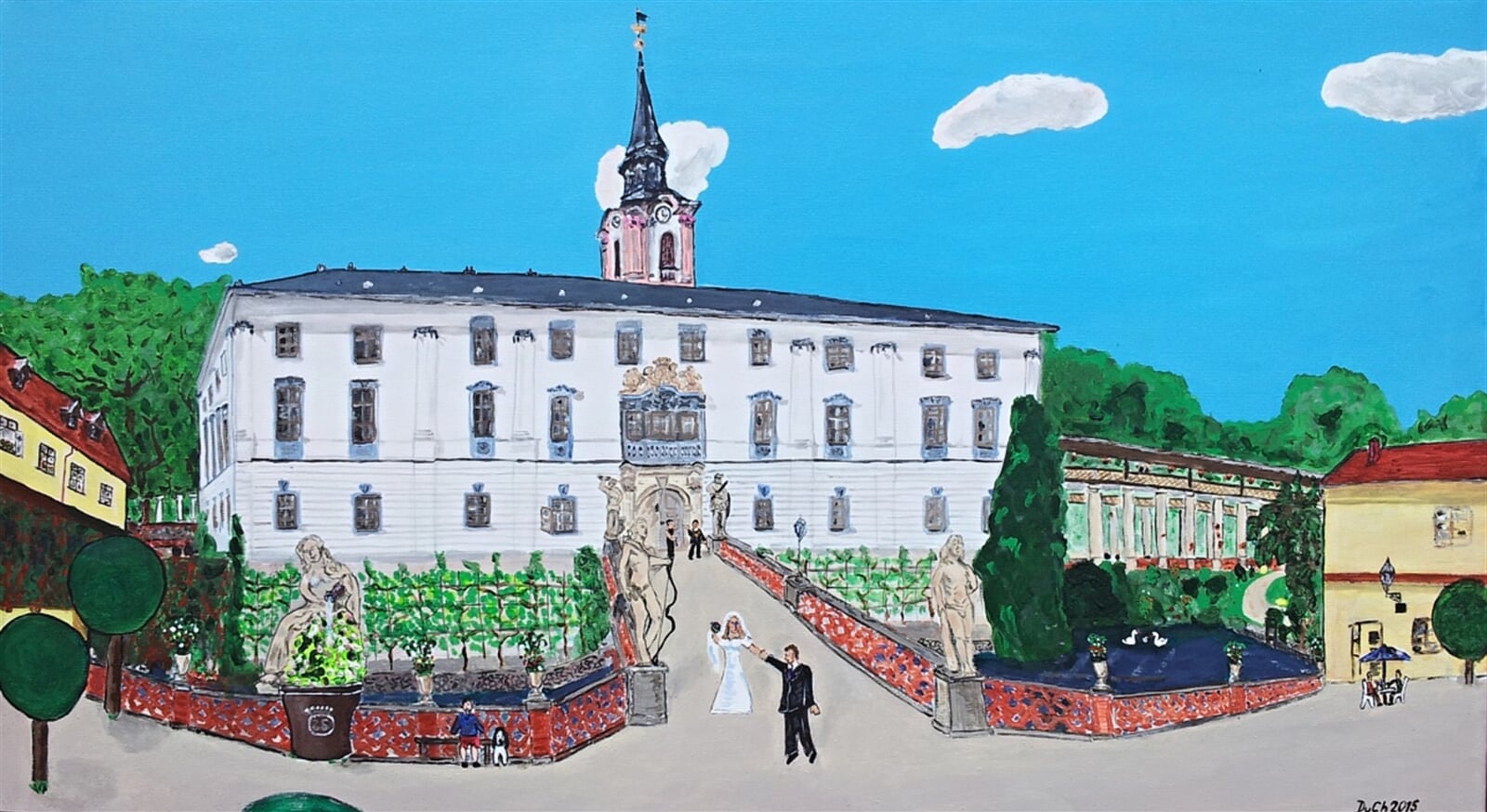 Dušan Chaloupka: Svatba na zámku Lysice, 80 × 40 cm