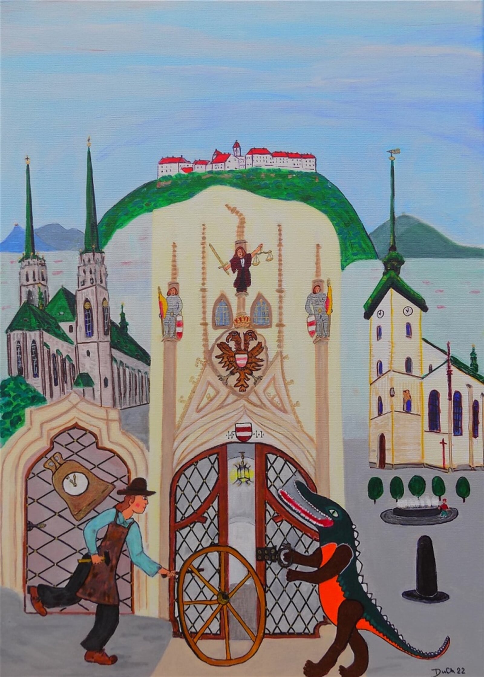 Dušan Chaloupka: Moje město Brno, 70 × 50 cm