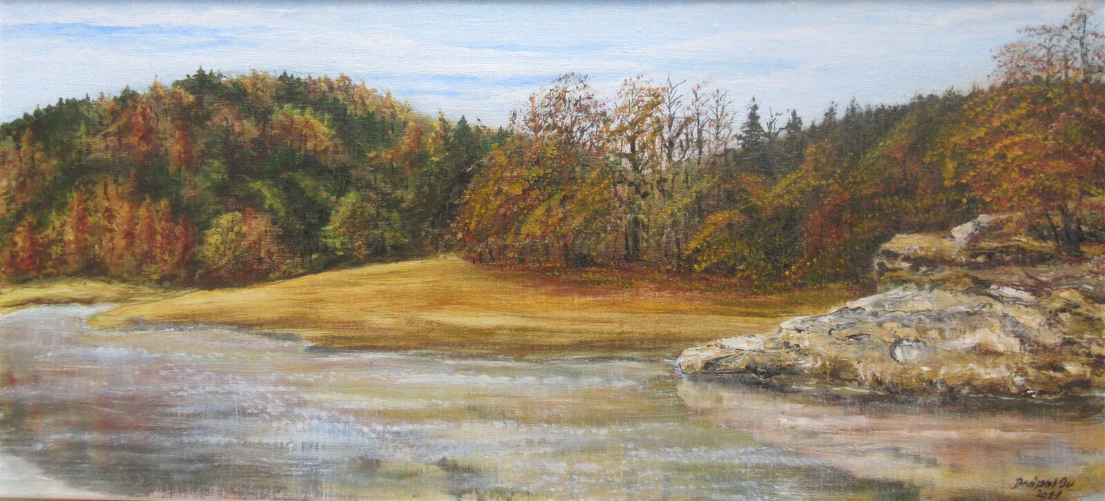 Svatopluk Drápal: Dalešická přehrada, 38 × 80 cm