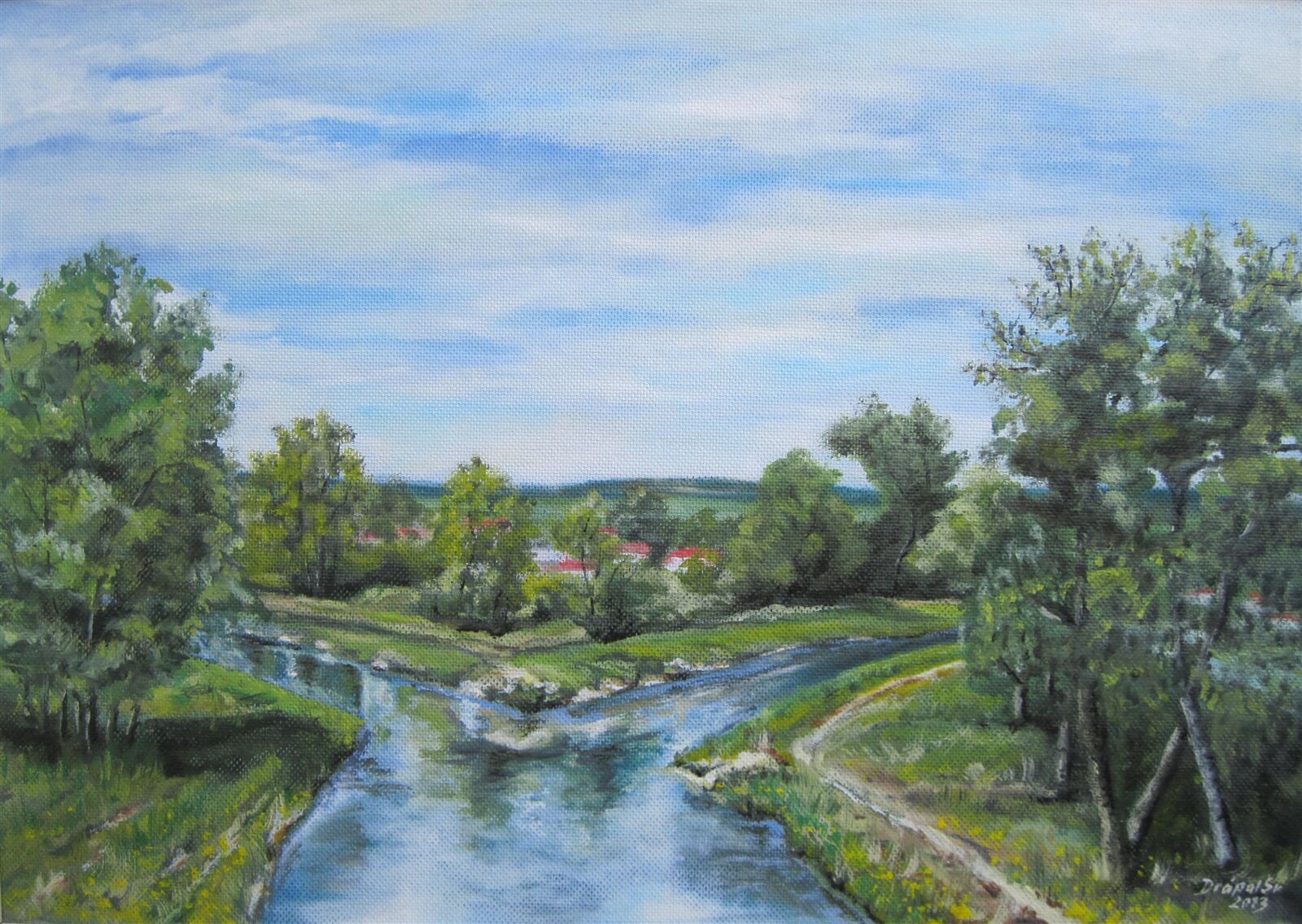 Svatopluk Drápal: Soutok Jihlavy a Oslavy, 45 × 63 cm