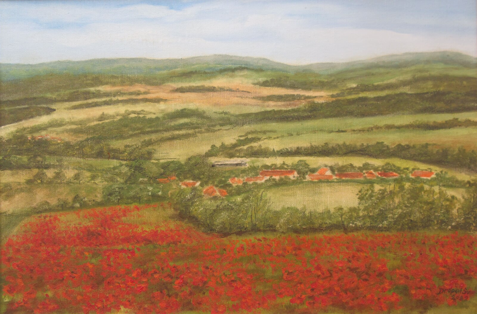 Svatopluk Drápal: Vlčí máky u Biskoupek, 36 × 54 cm