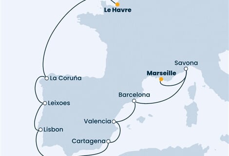 Costa Fascinosa - Francie, Španělsko, Portugalsko, Itálie (Le Havre)