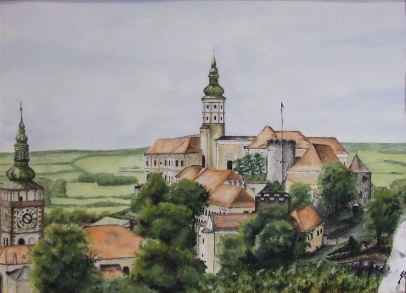 Jakub Neumann: Zámek Mikulov, 30 × 45 cm