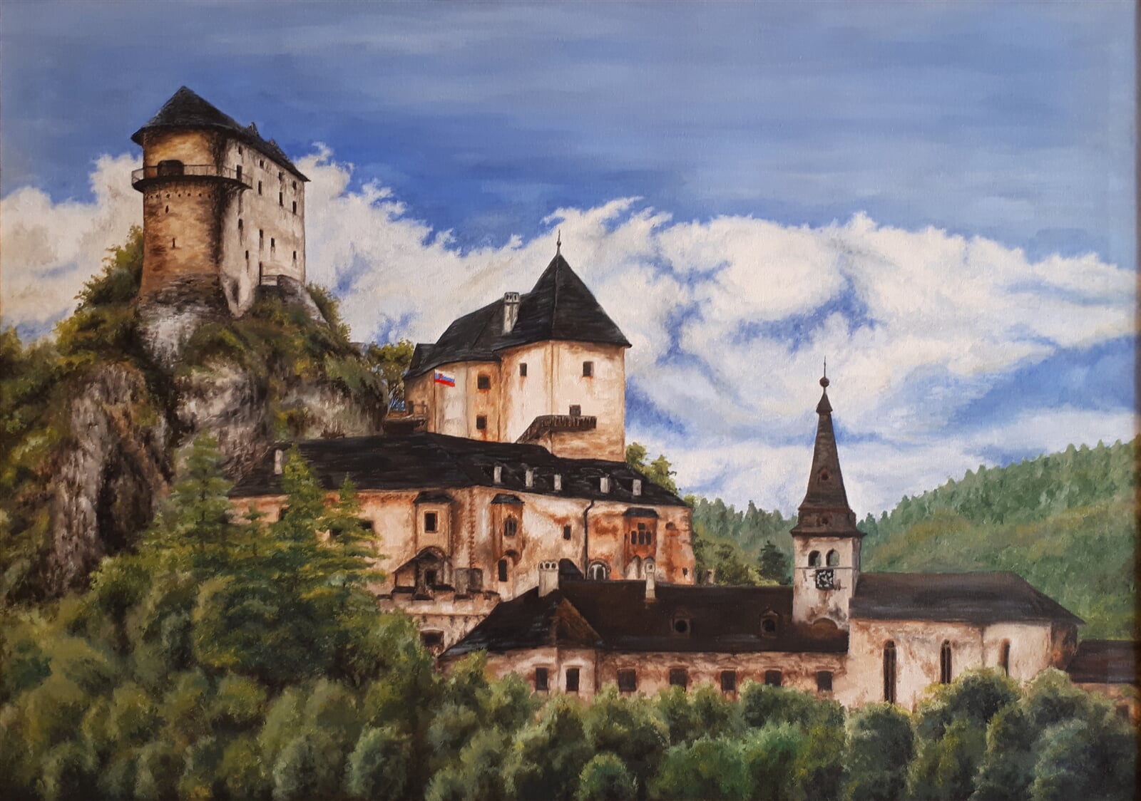 Jakub Neumann: Oravský hrad, 59 × 84 cm