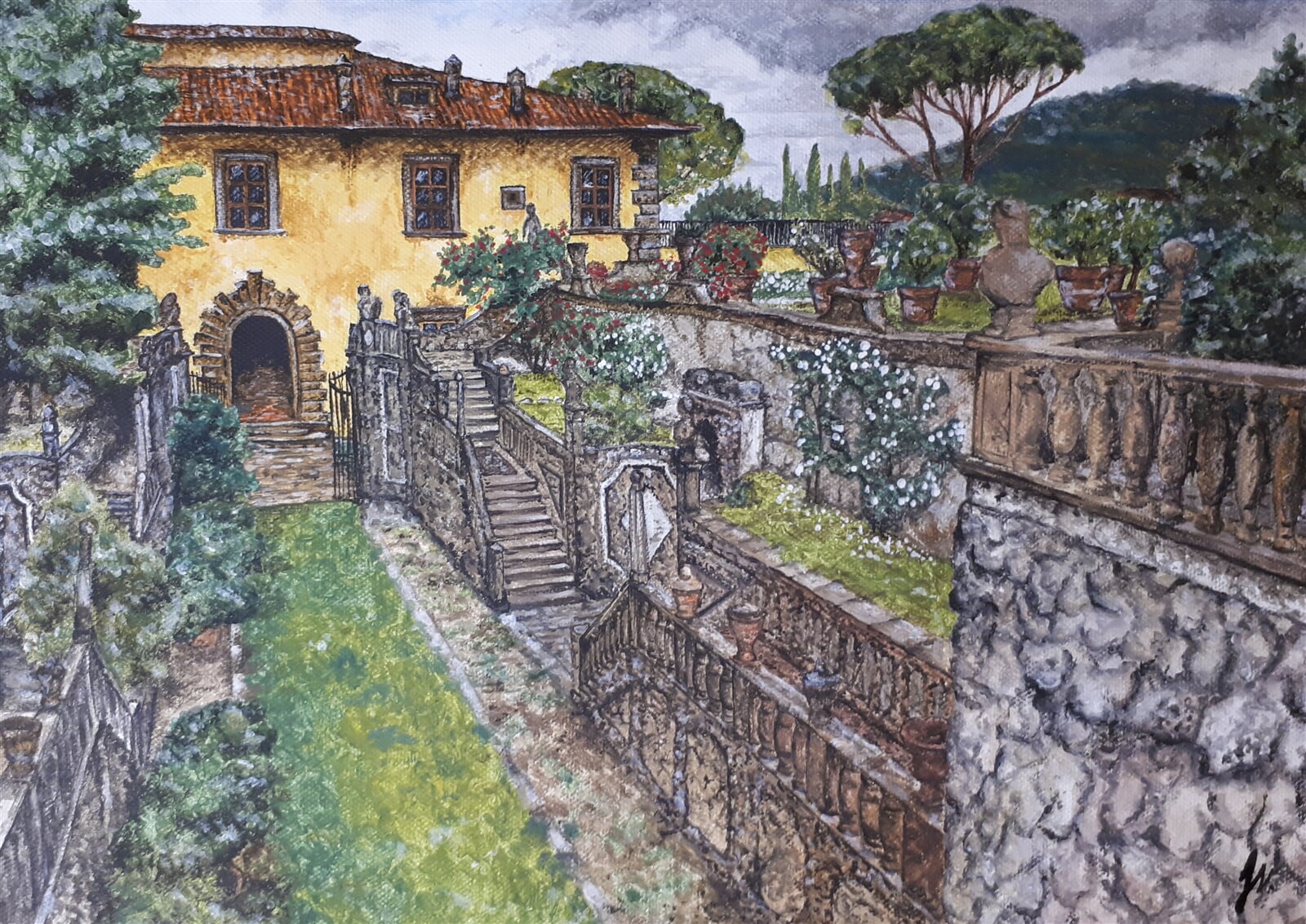 Jakub Neumann: Villa Gamberaia, 30 × 35 cm
