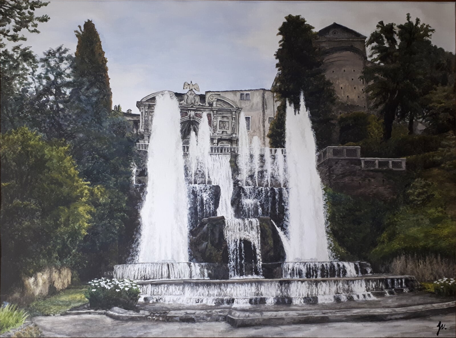 Jakub Neumann: Villa d´Este, Vodní varhany, 45 × 60 cm
