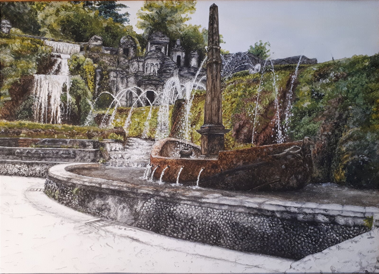 Jakub Neumann: Villa d´Este, Rometta, 30 × 45 cm