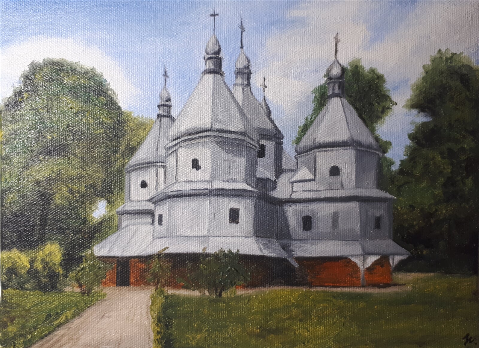 Jakub Neumann: Kostel Narození Panny Marie u Nyzhnii Verbizh, 17 × 24 cm