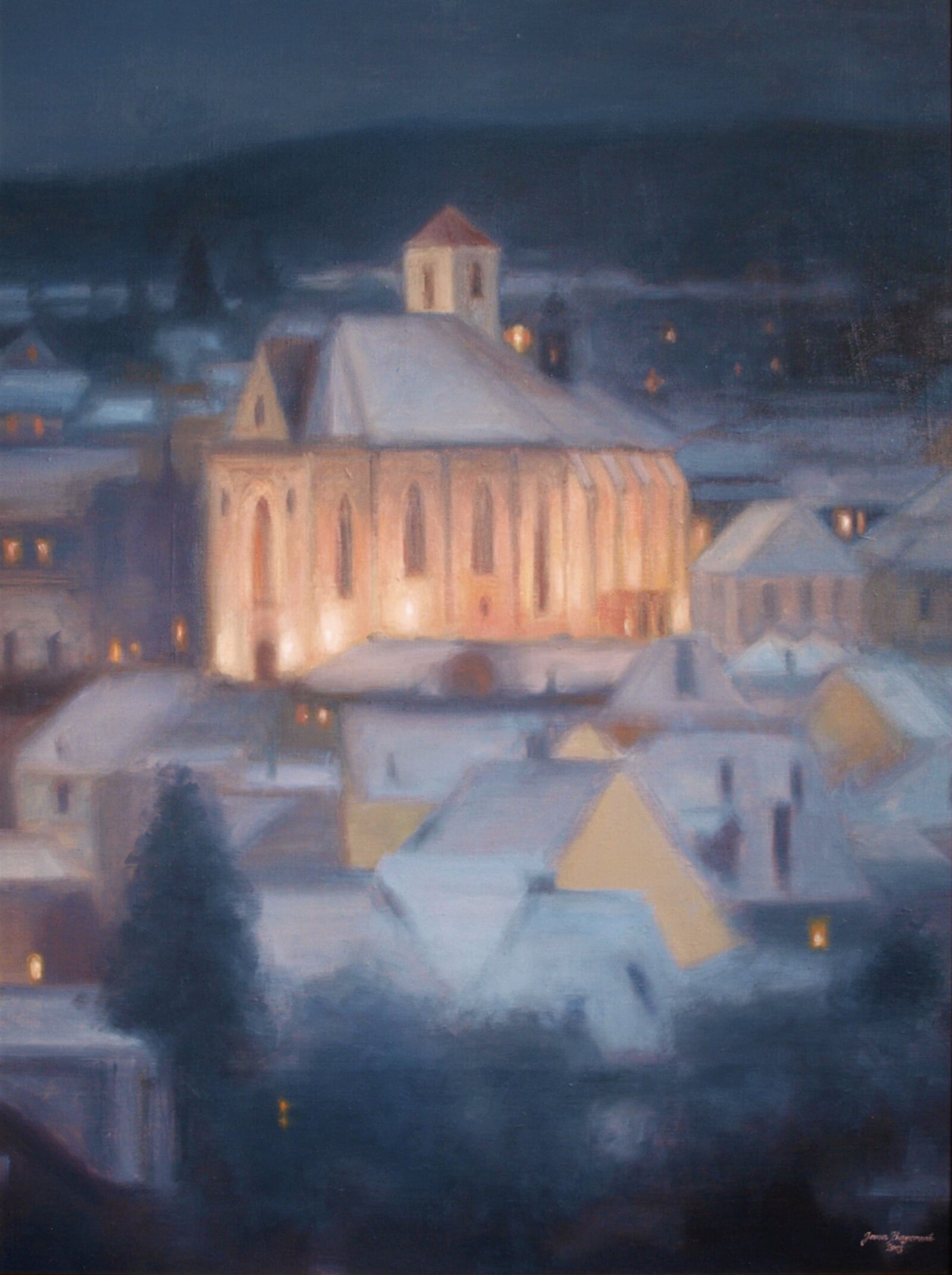 Jana Bayerová: Boskovický kostel, 80 × 60 cm