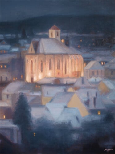 Boskovický kostel, olej na plátně, 60 x 80 cm