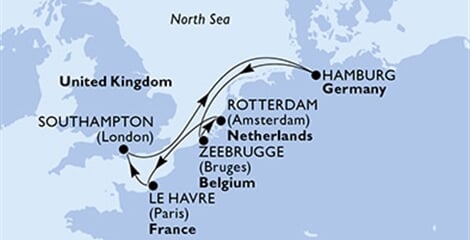 MSC Virtuosa - Nizozemí, Francie, Velká Británie, Německo, Belgie