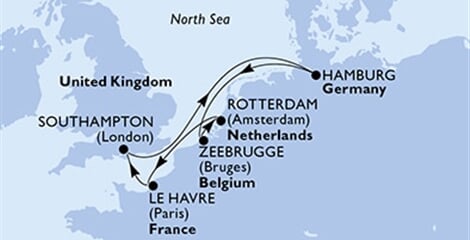 MSC Virtuosa - Belgie, Nizozemí, Francie, Velká Británie, Německo