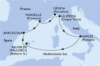 MSC Bellissima - Itálie, Španělsko, Francie (La Spezia)
