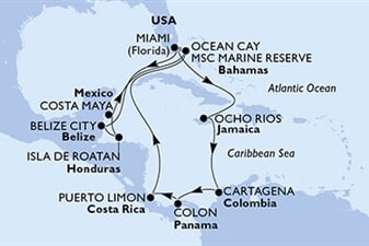 MSC Divina - USA, Belize, Honduras, Mexiko, Bahamy, ... (z Miami)